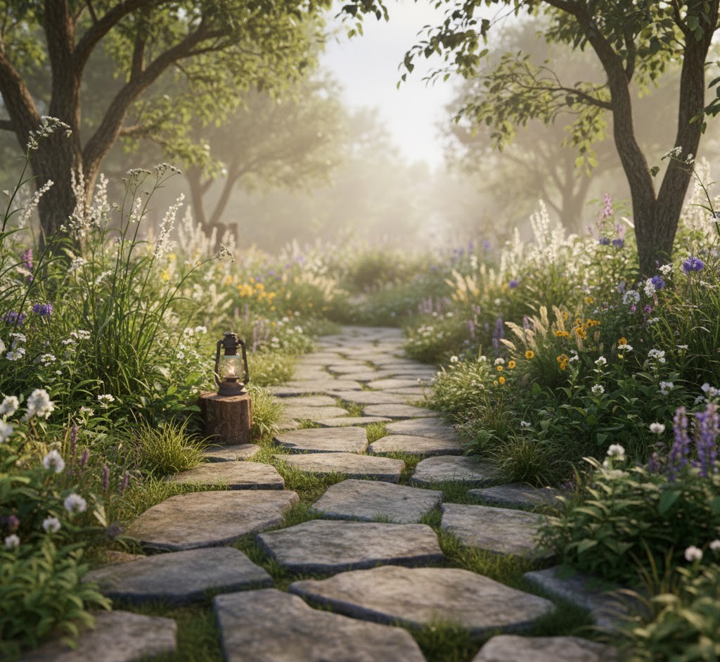 Natuurlijk tuinpad voorbeeld 2