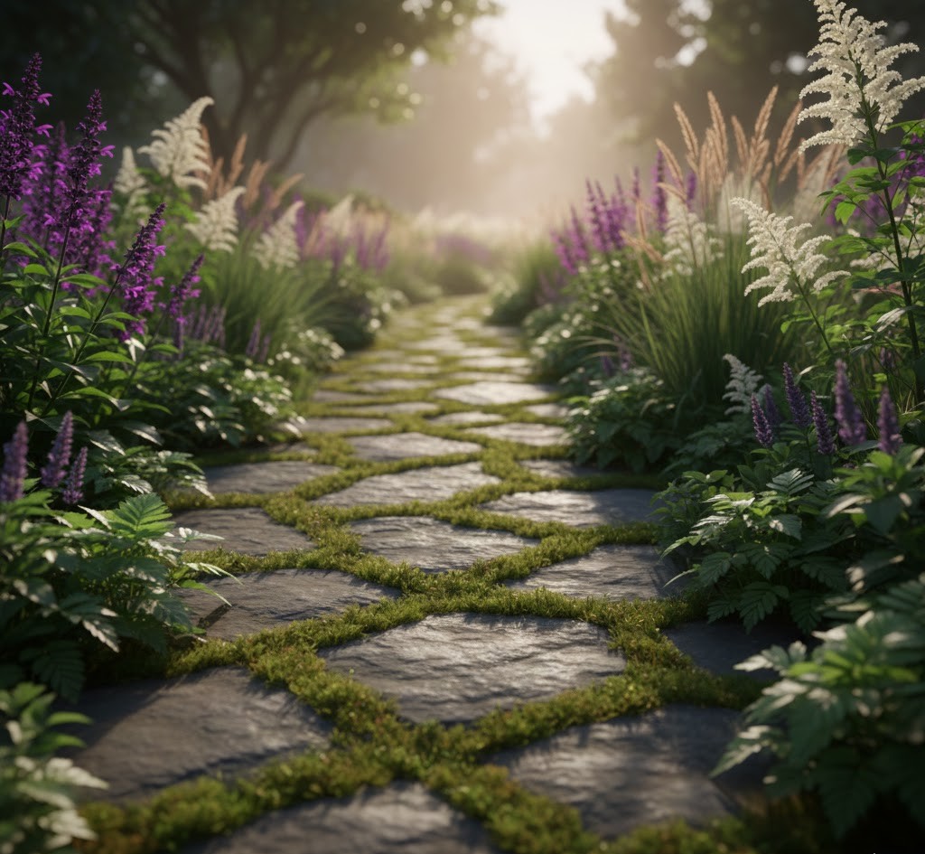 Natuurlijk tuinpad voorbeeld 3