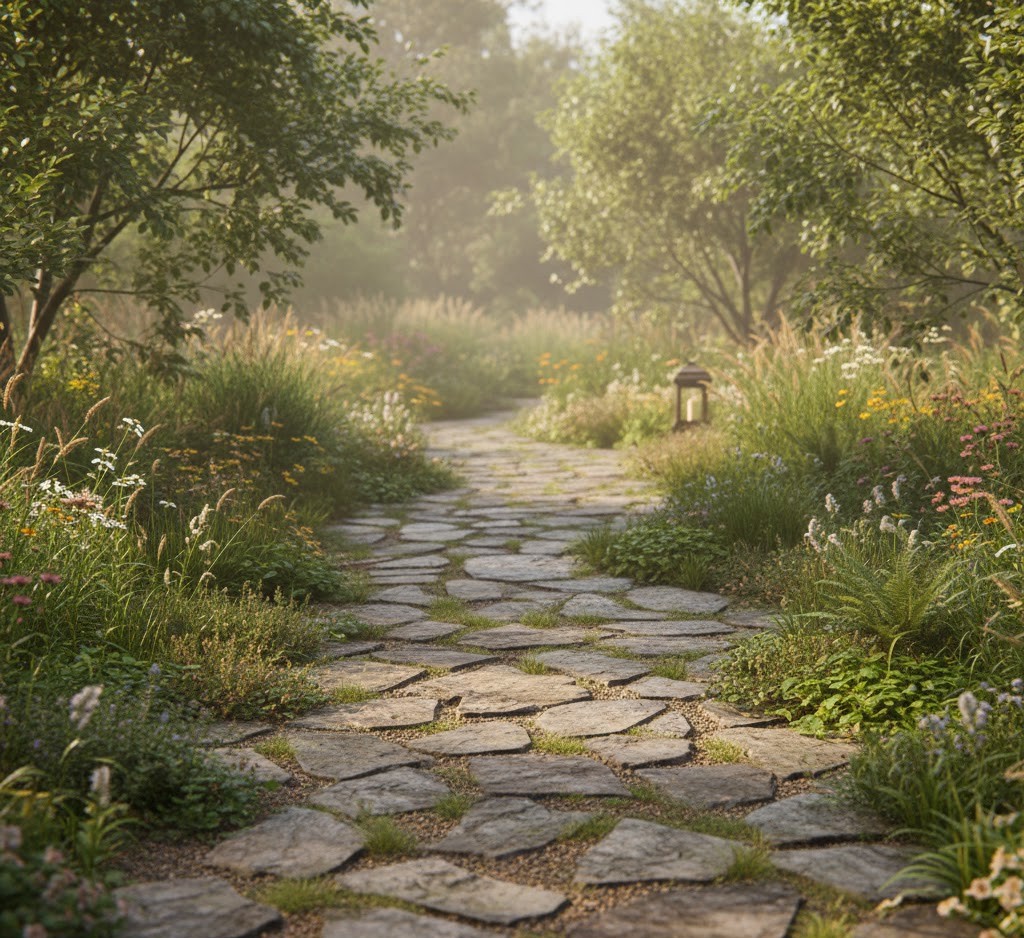 Natuurlijk tuinpad ontwerp